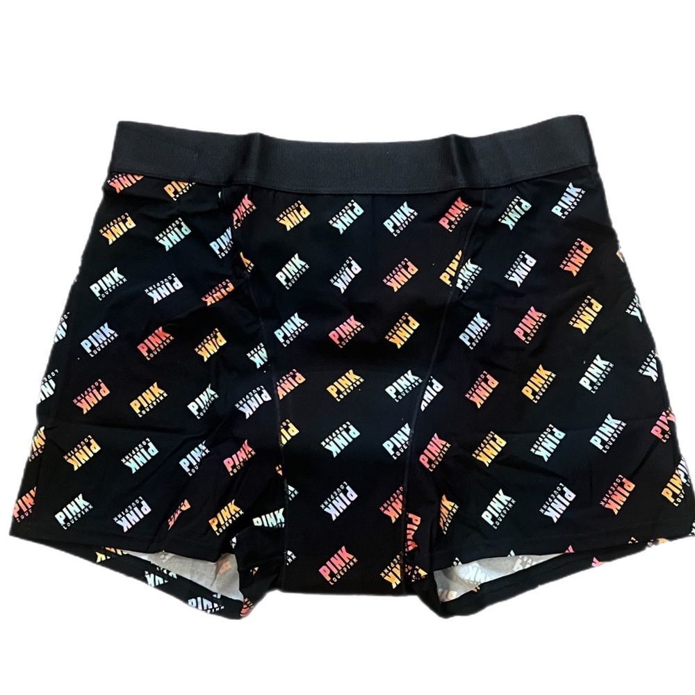 Victorias Secret Pink Sold Out Boyshort Shorty Period Panty black pink logo M